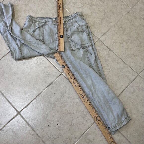 Blue Earth 100% Linen Pants women’s 4 Pants Drawstring Waist pockets roll tab - Picture 8 of 13